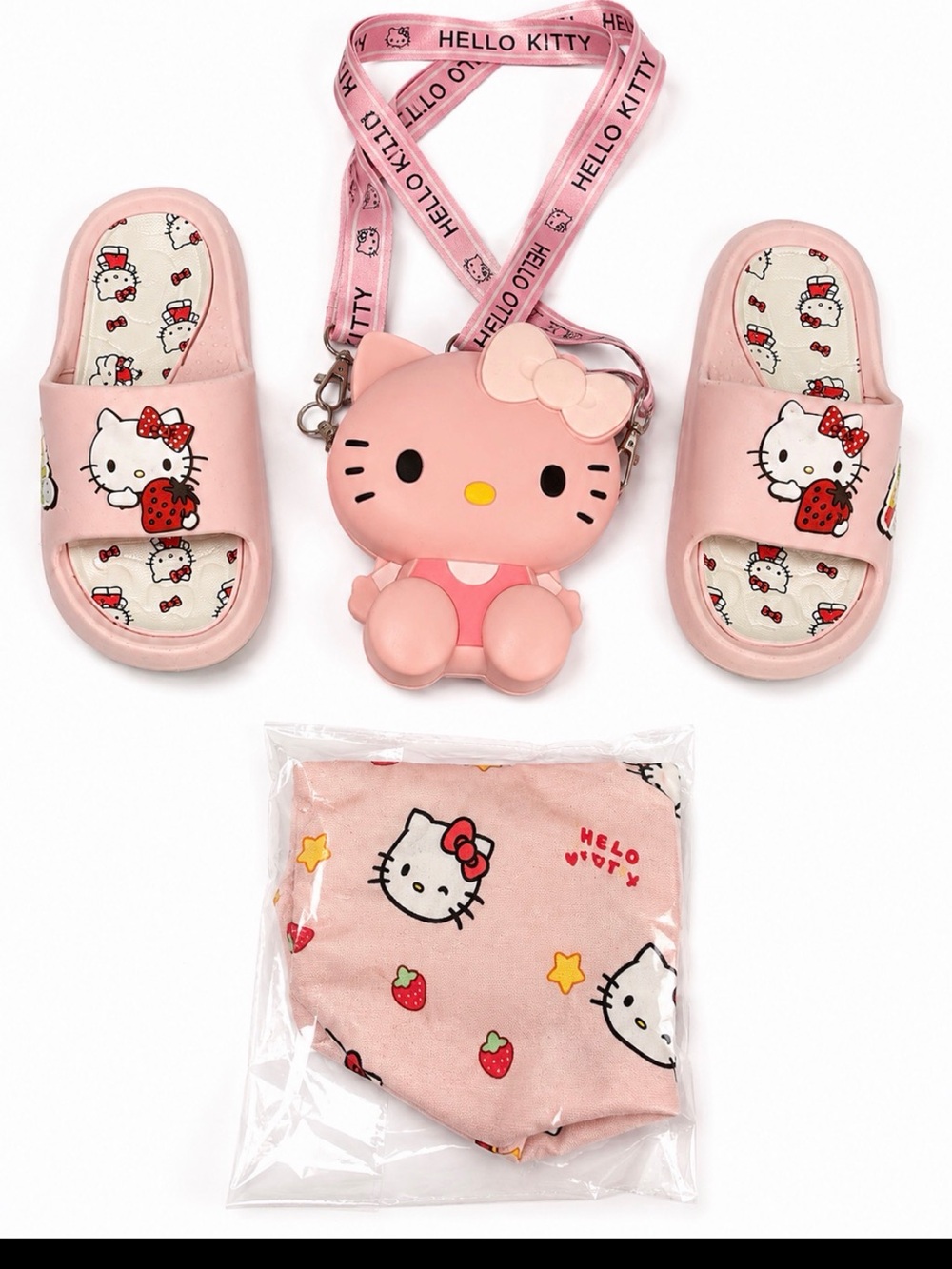 Hello Kitty Kids Pink Slide Sandals & Crossbody Set